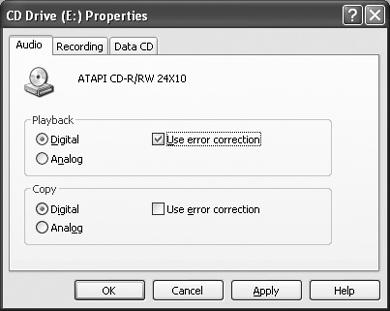 Use error correction to ease slight audio anomalies in your music discs.