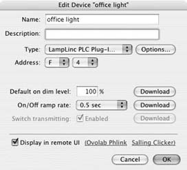 Setting device options with Indigo