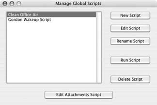 The Global Script Manager window