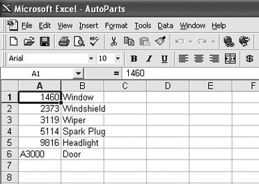 This parts list mixes numbers and letters, befuddling the usual lookup formulas.