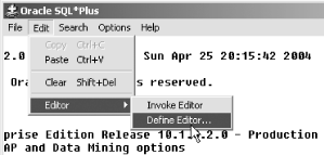 The Define Editor menu option
