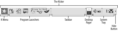 The kicker panel at the bottom of the KDE desktop