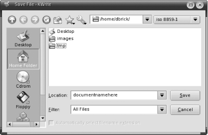 A typical KDE dialog window