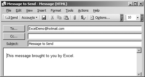 Sending mail from Excel