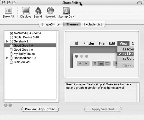 Activating your theme in the ShapeShifter System Preferences panel
