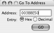 The Go To Address window in HexEdit