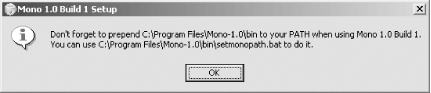 Mono Windows installer PATH reminder