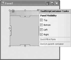 The ToolStripContainer smart tag