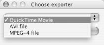 Choice dialog with canned MovieExporter types