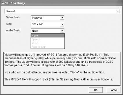 Audio non-options for MPEG-4 export on Windows