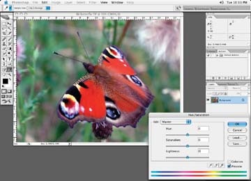 The Photoshop Hue and Saturation tool