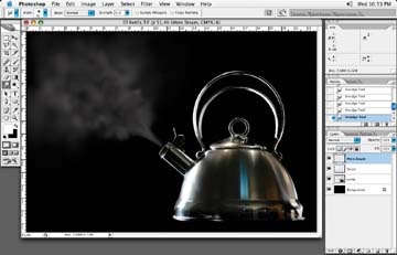 The final steam kettle image with duplicated steam layers