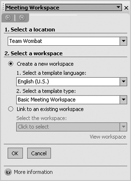 Choosing other workspace options