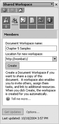 Sharing a workbook using the Excel task pane