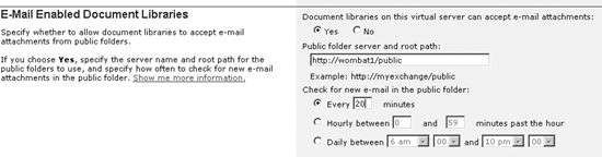 Enabling email to document libraries from SharePoint Central Administration