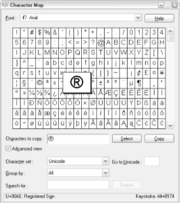 Use Character Map to access the symbols you can’t normally type from the keyboard
