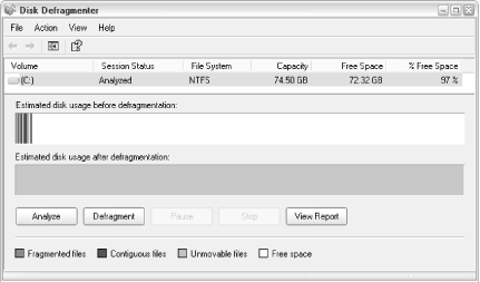 Disk Defragmenter rearranges the data on your hard disk for quicker, more reliable operations