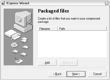 The IExpress Wizard lets you package up a collection of files for easy distribution