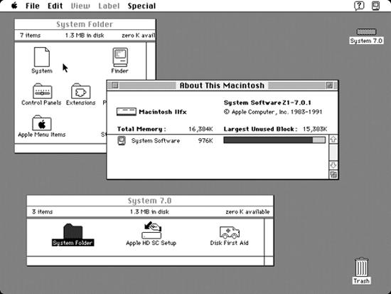 The System 7 desktop