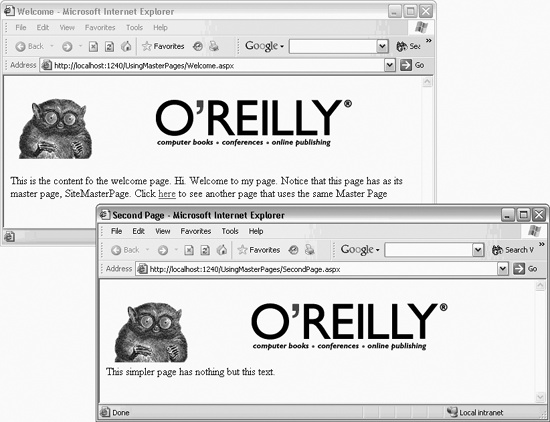 The O’Reilly site with master pages