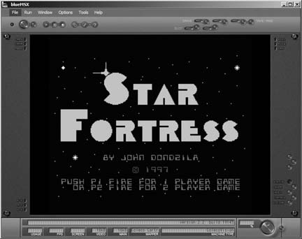 blueMSX running the Colecovision game Star Fortress