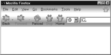 Firefox browser window in FireCat PalePinkPaws theme