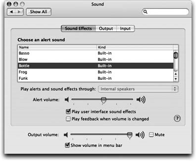 You can adjust your overall speaker volume independently from the alert-beep volume, thank goodness. Tip nerds should note that you can also adjust the alert volume by holding down the Option key as you drag the handle in the speaker-volume menulet (on your menu bar).