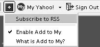 The Yahoo! Toolbar Subscribe to RSS button