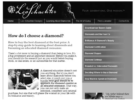 An informational web site about diamonds
