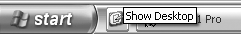 Use this handy button to show the Windows desktop without minimizing all your windows.