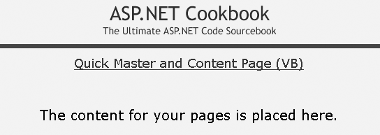 Quick master page example output