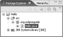 Now the package has a file in it. You can further expand the file to see its classes.