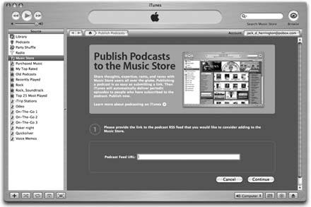The iTunes podcast directory publishing page