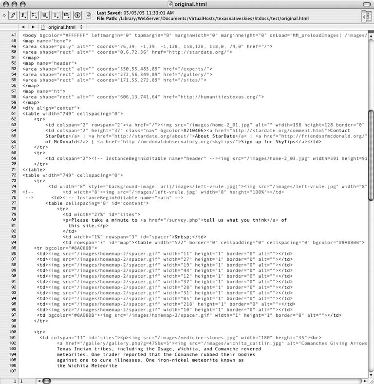 My original, pre-optimization file; maybe a few too many line feeds and tab indents, but easy to read for a hand-coder