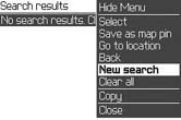 Choosing New search from the menu