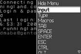 The input menu on a MidpSSH connection