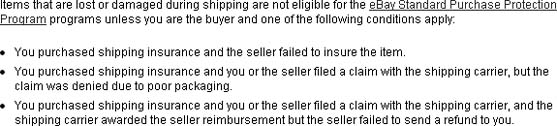 The teeny tiny insurance exception to the Standard Purchase Protection Program. This is one of the few instances where insurance protects the buyer rather than the seller.