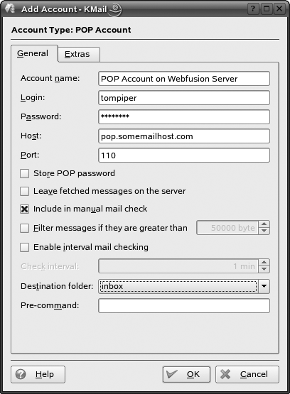 Adding a POP account to KMail