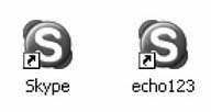 Desktop fast-dial shortcuts for Skype and for echo123