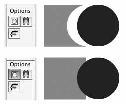 Merge Drawing mode (top) and Object Drawing mode (bottom) compared