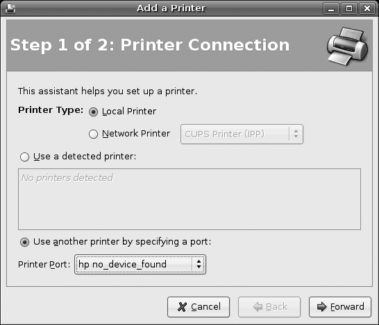Specifying local or network printer