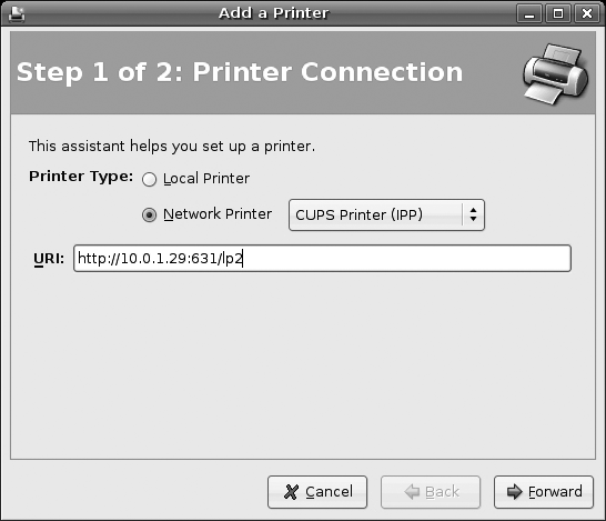 Configuring a network printer