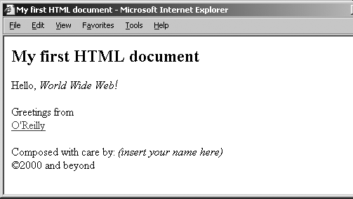 A very simple HTML document
