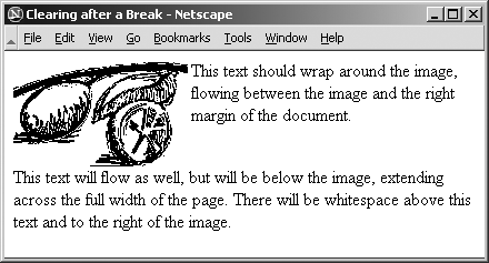 Clearing images before resuming text flow after the <br> tag