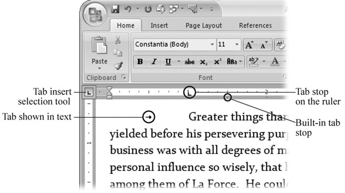 Tabs are just white space in your text, but for Word, theyâre these little arrow characters that position your text on the line. You can change your Word Options (Office button â Word Options â Display) to show tabs on your screen.