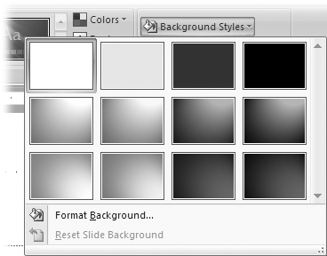 The background options PowerPoint offers are ones that coordinate with the theme you've applied to your presentation.
