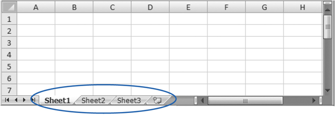 Worksheets provide a good way to organize multiple tables of data. To move from one worksheet to another, click the appropriate Worksheet tab at the bottom of the grid. Each worksheet contains a fresh grid of cells.
