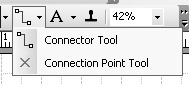 The Connector tool appears at the top of the list by default, but if you choose the Connection Point tool, Visio places it on the toolbar.