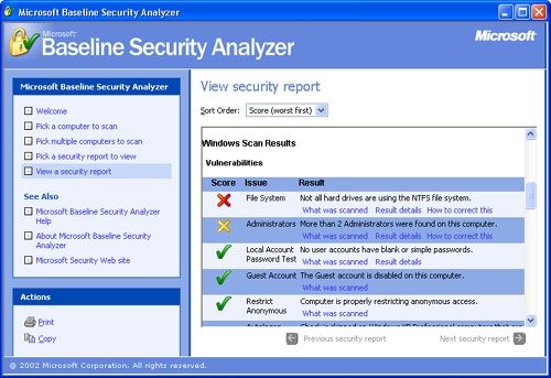The Microsoft Baseline Security Analyzer