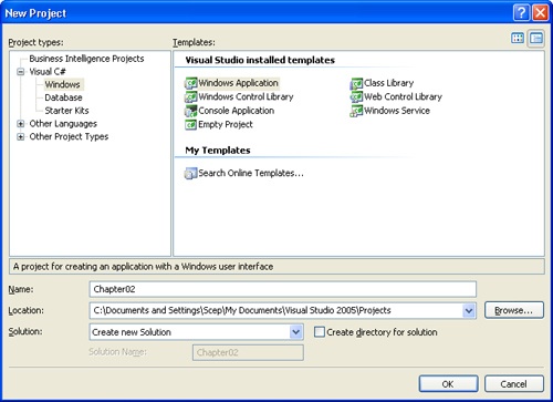 Creating a new Windows Application project
